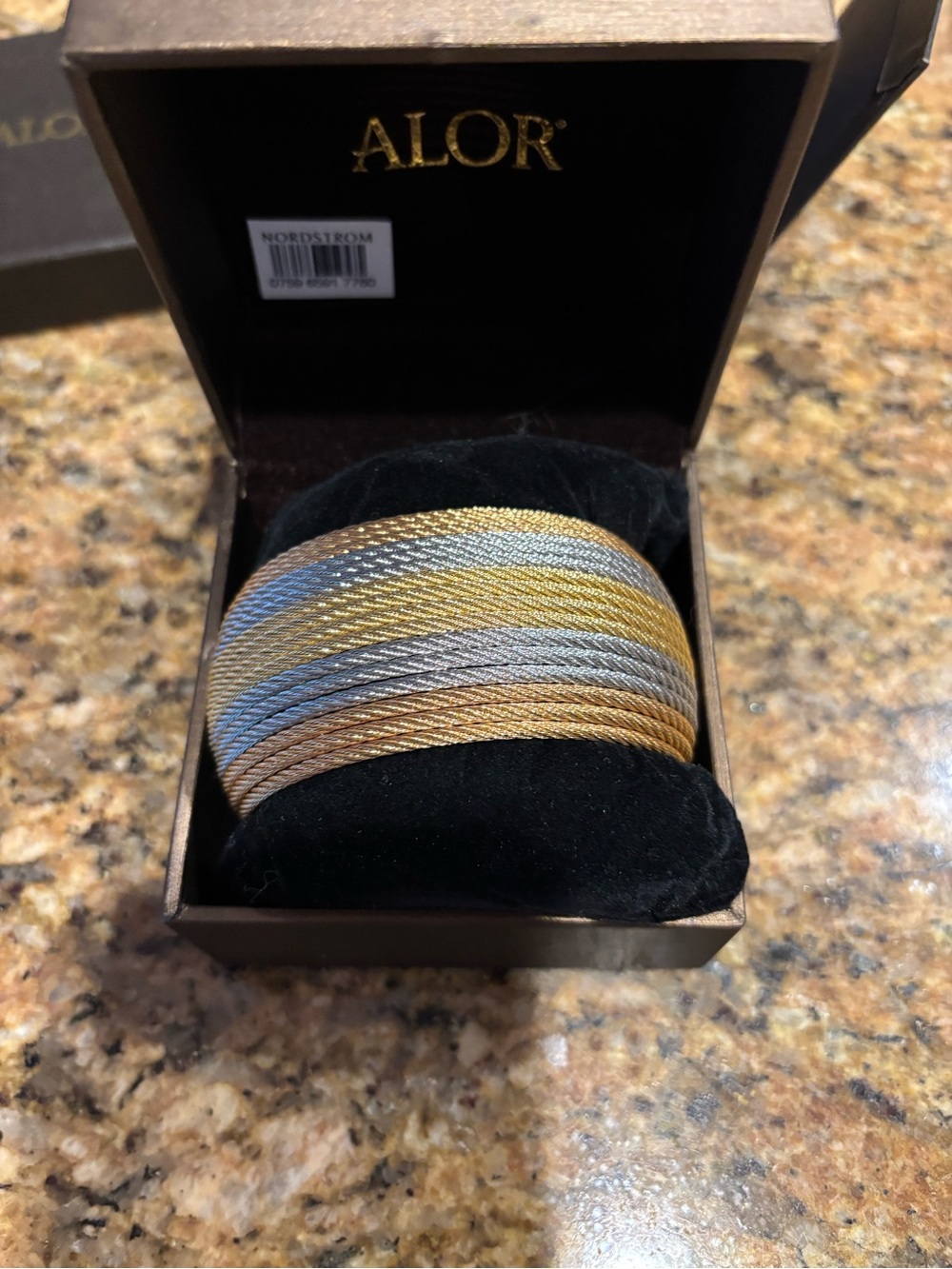 ALOR Multicolor Cable Bangle Bracelet - Gold, Silver, Blue Oversized 16 row - Picture 6 of 8